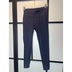 Athleta Leggings Women's Sz S Wide Waistband Reflective Logo Full-Length Blue